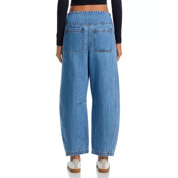 BlankNYC Women Fan Mail Washed Blue Drawcord Low Rise Barrel Leg Jeans Size S - Picture 6 of 7